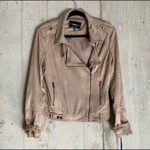 Tan Soft Suede Moto Style Jacket